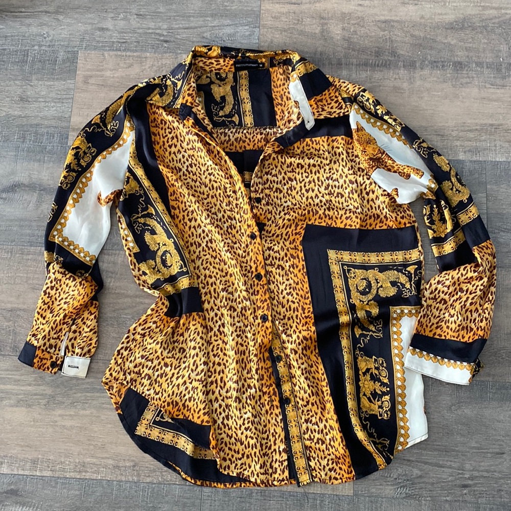 Leopard Print Satin Blouse